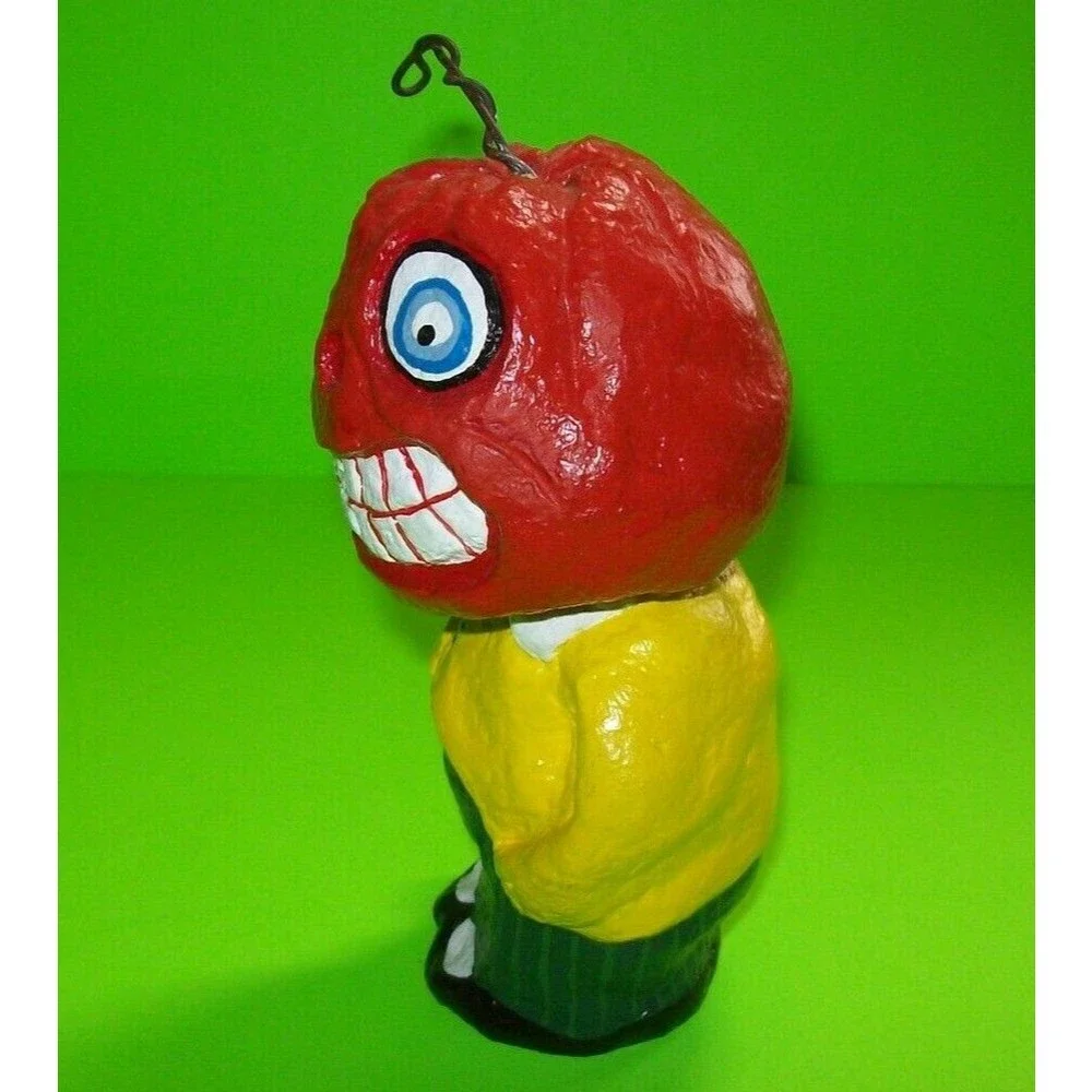 Halloween Bobble Head Nodder Weird Goblin Pumpkin Man Handmade Anthropomorphic
